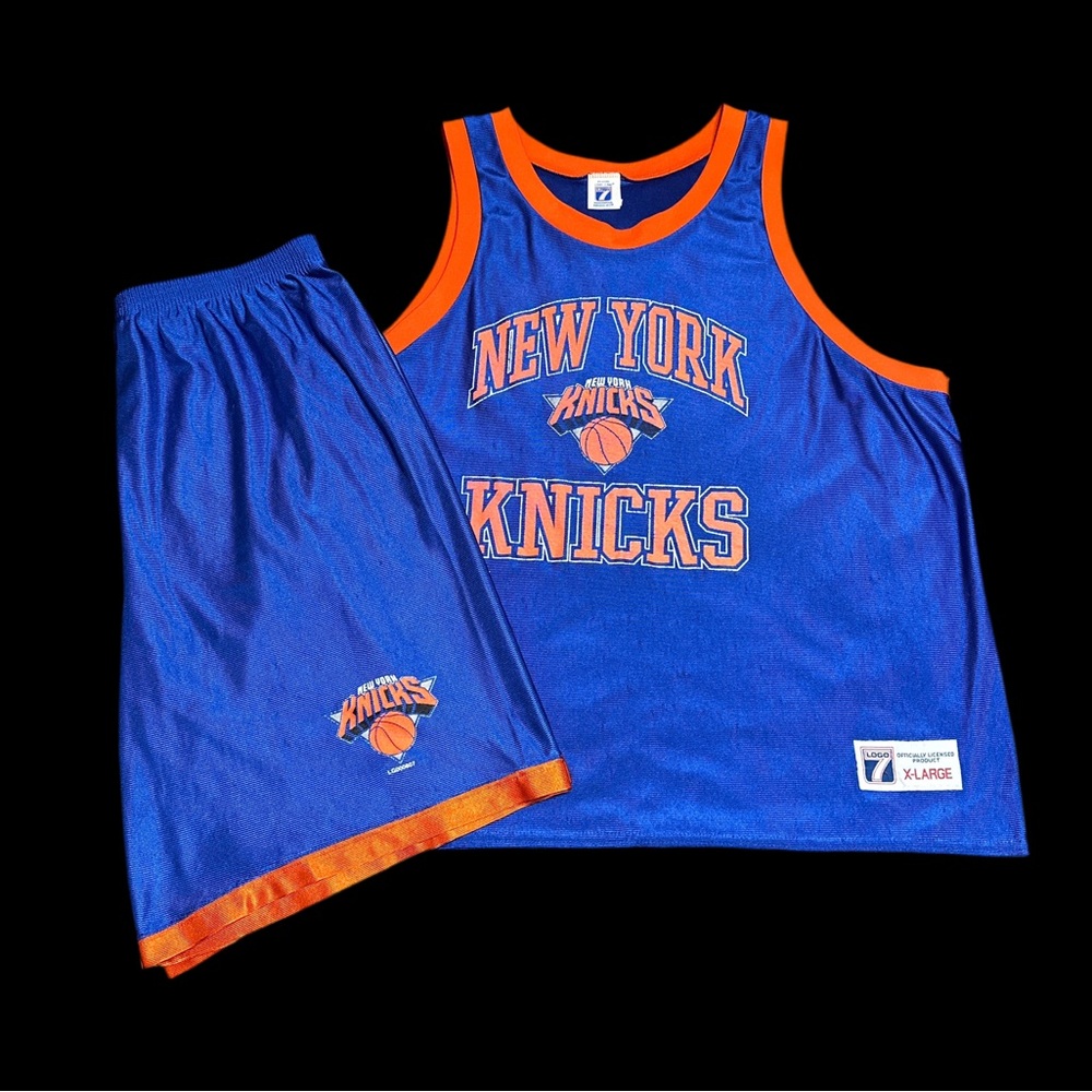 Vintage New York Knicks Logo 7 Jersey and Shorts Set XL